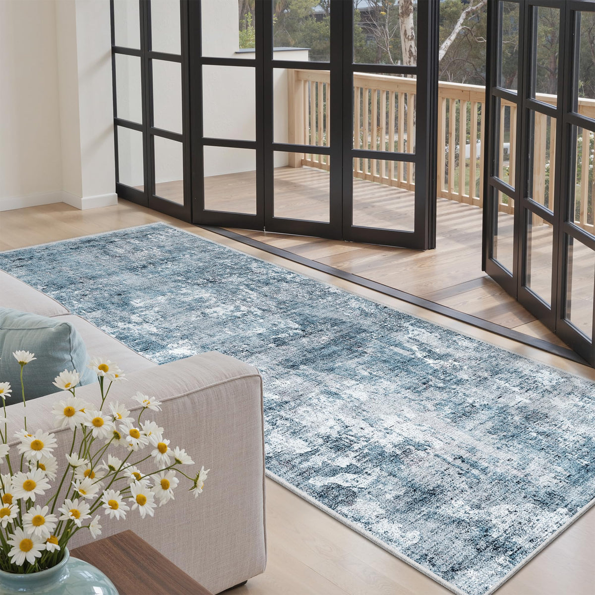 Washable Area Rug with Non Slip Backing