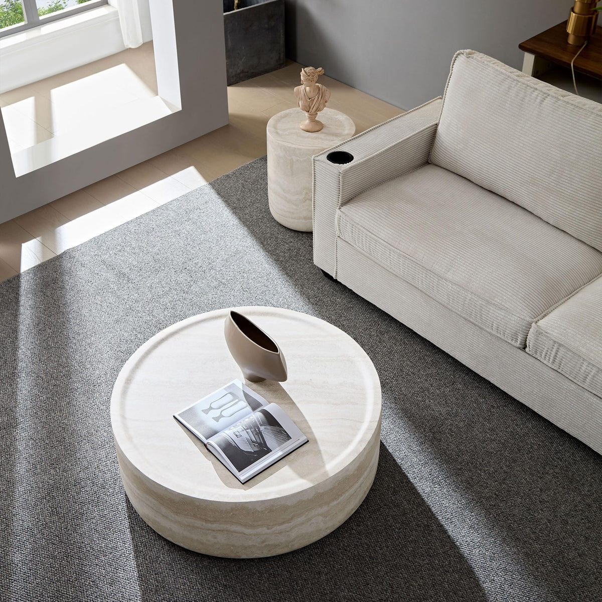 Round Fiberglass Coffee Table with Modern Design