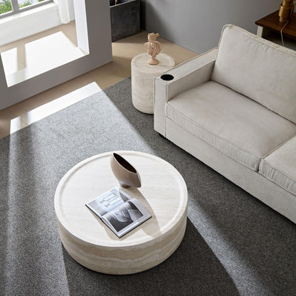 Round Fiberglass Coffee Table with Modern Design
