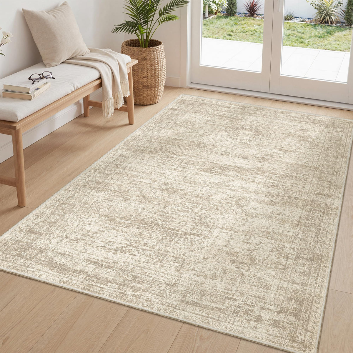 Washable Area Rug with Non Slip Backing