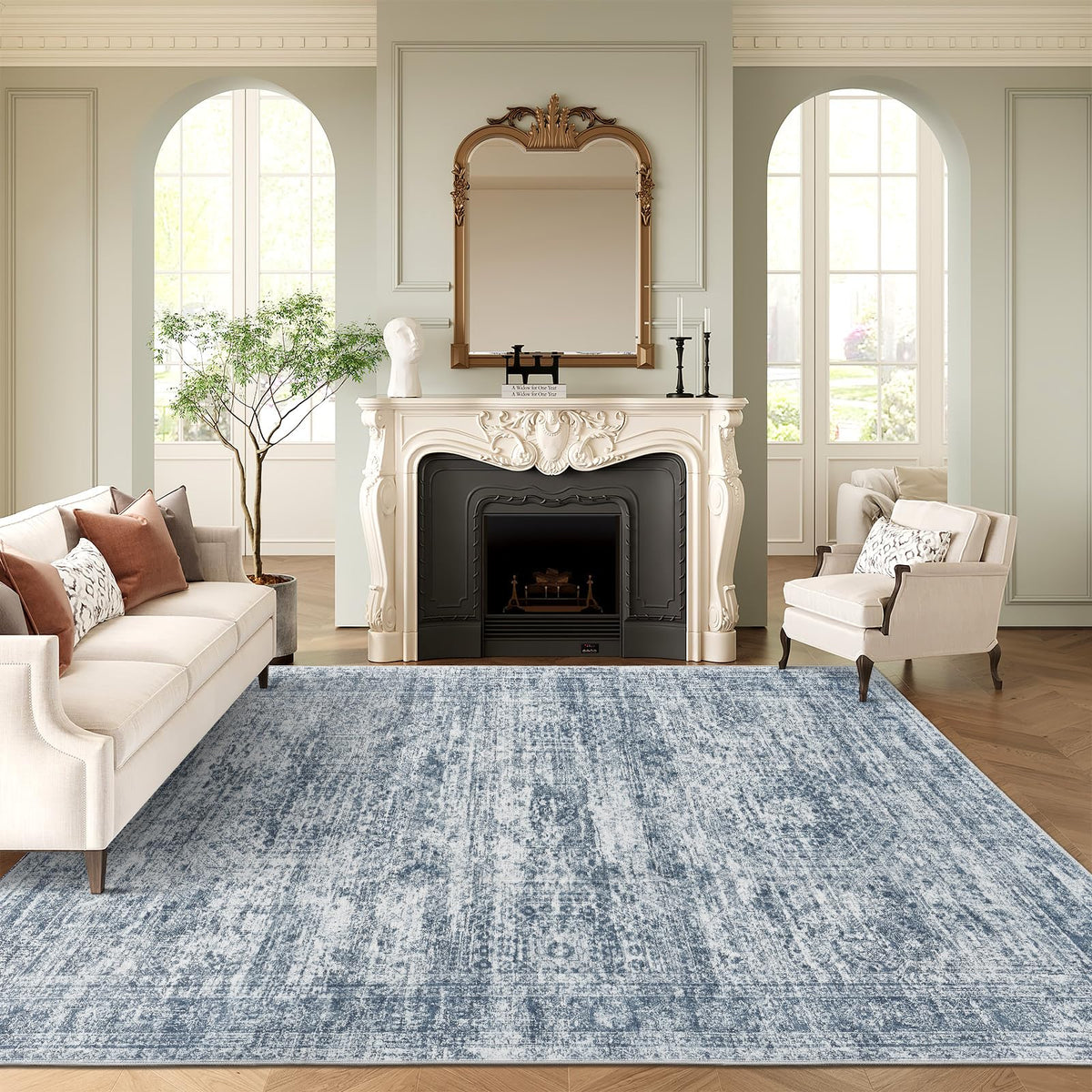 Washable Area Rug with Non Slip Backing