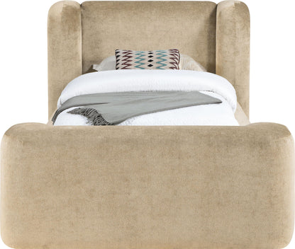 Beige Chenille Full Bed – Modern Upholstered Frame