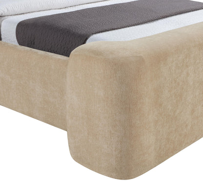 Beige Chenille Full Bed – Modern Upholstered Frame
