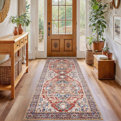 Washable Area Rug with Vintage Low Profile Design