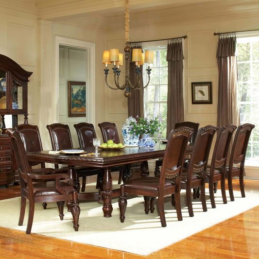 Extendable Dining Table Set with 10 Chairs