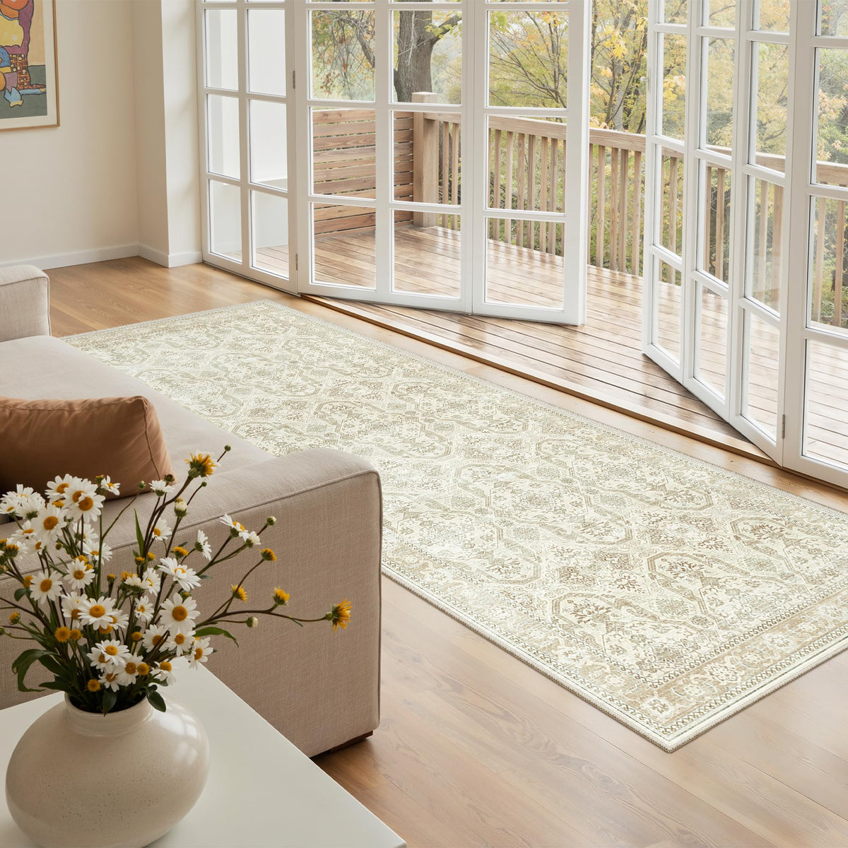 Washable Area Rug with Non Slip Backing