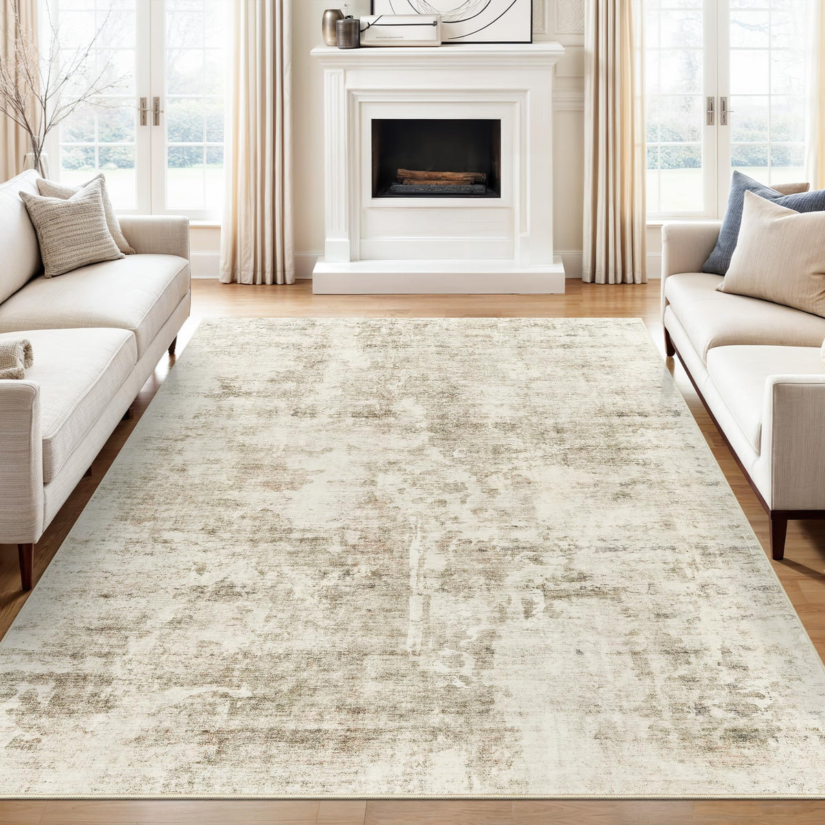 Washable Area Rug with Non Slip Backing