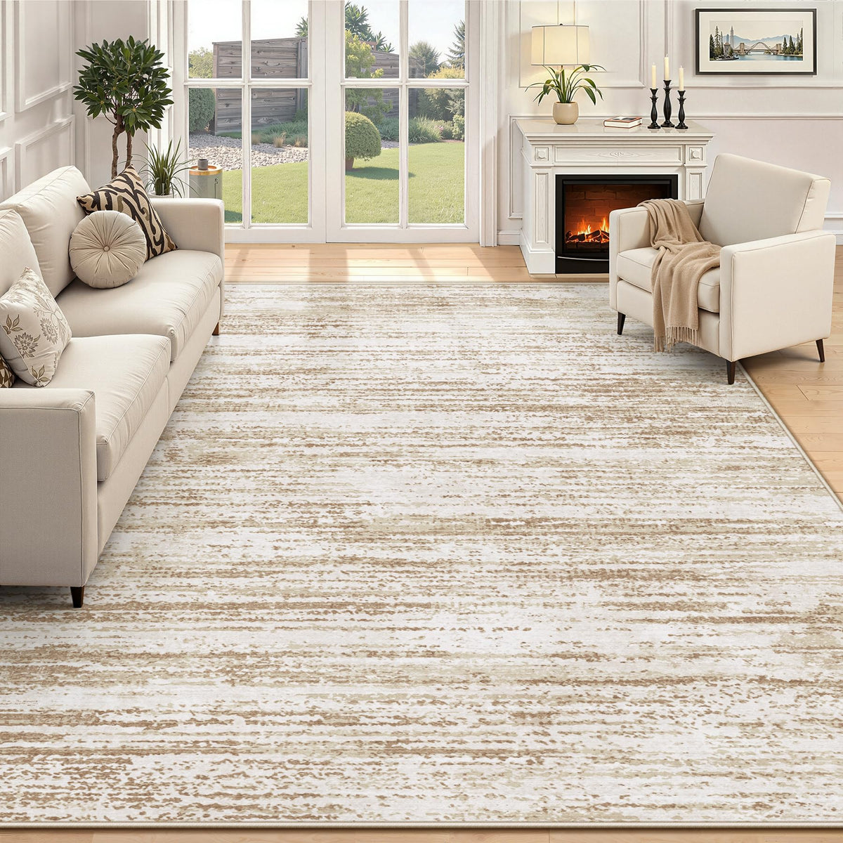 Washable Area Rug with Modern Printed Design