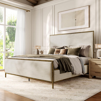Metal Upholstered Bed – Hammered Steel Frame