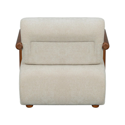 Chenille Accent Chair – Low-Profile Wood Frame