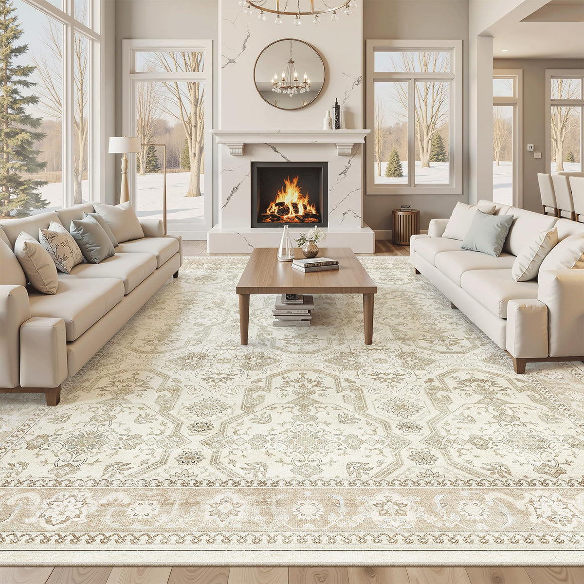 Washable Area Rug with Non Slip Backing