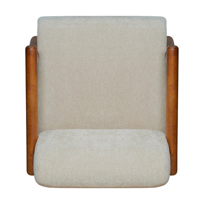 Chenille Accent Chair – Low-Profile Wood Frame