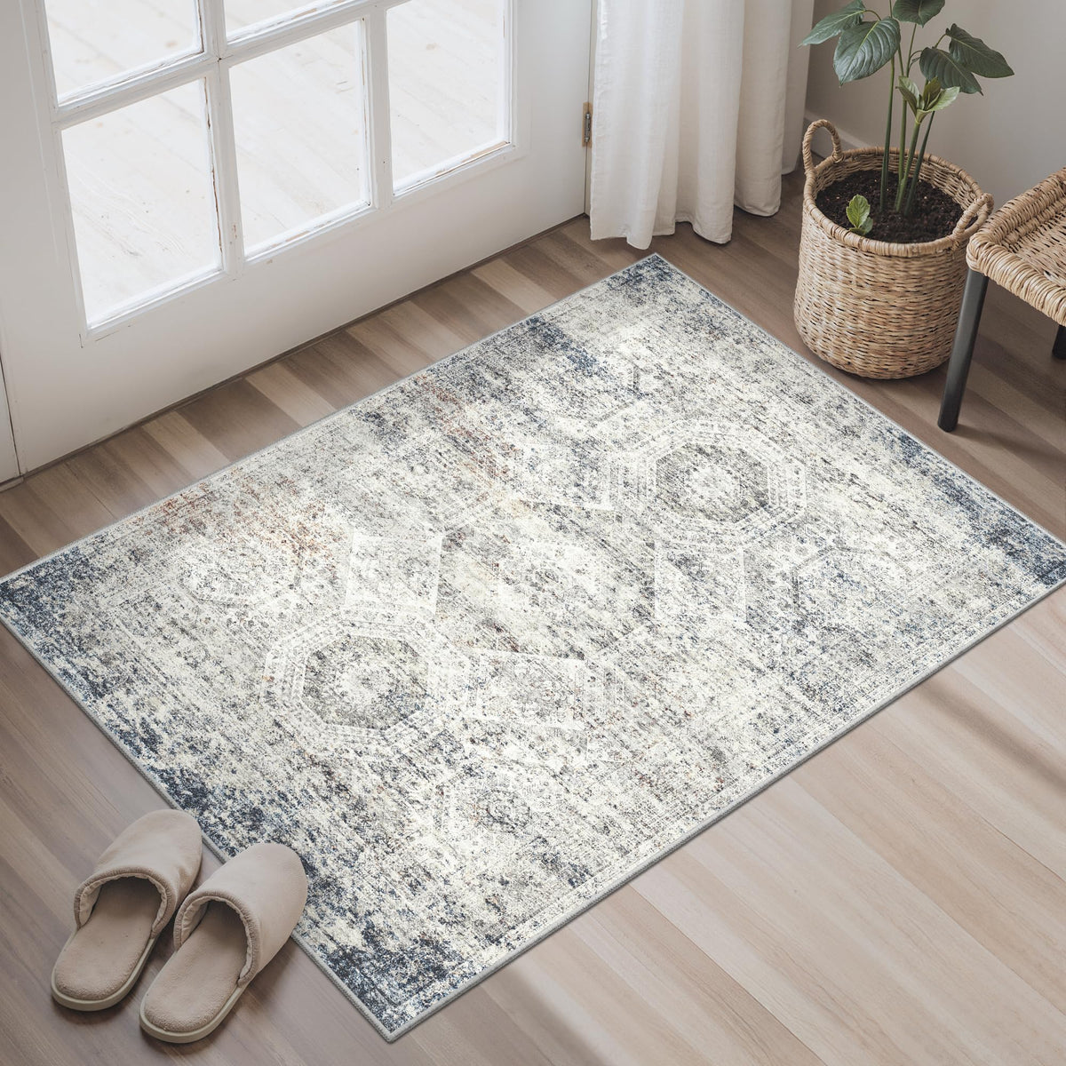 Washable Area Rug with Non Slip Backing