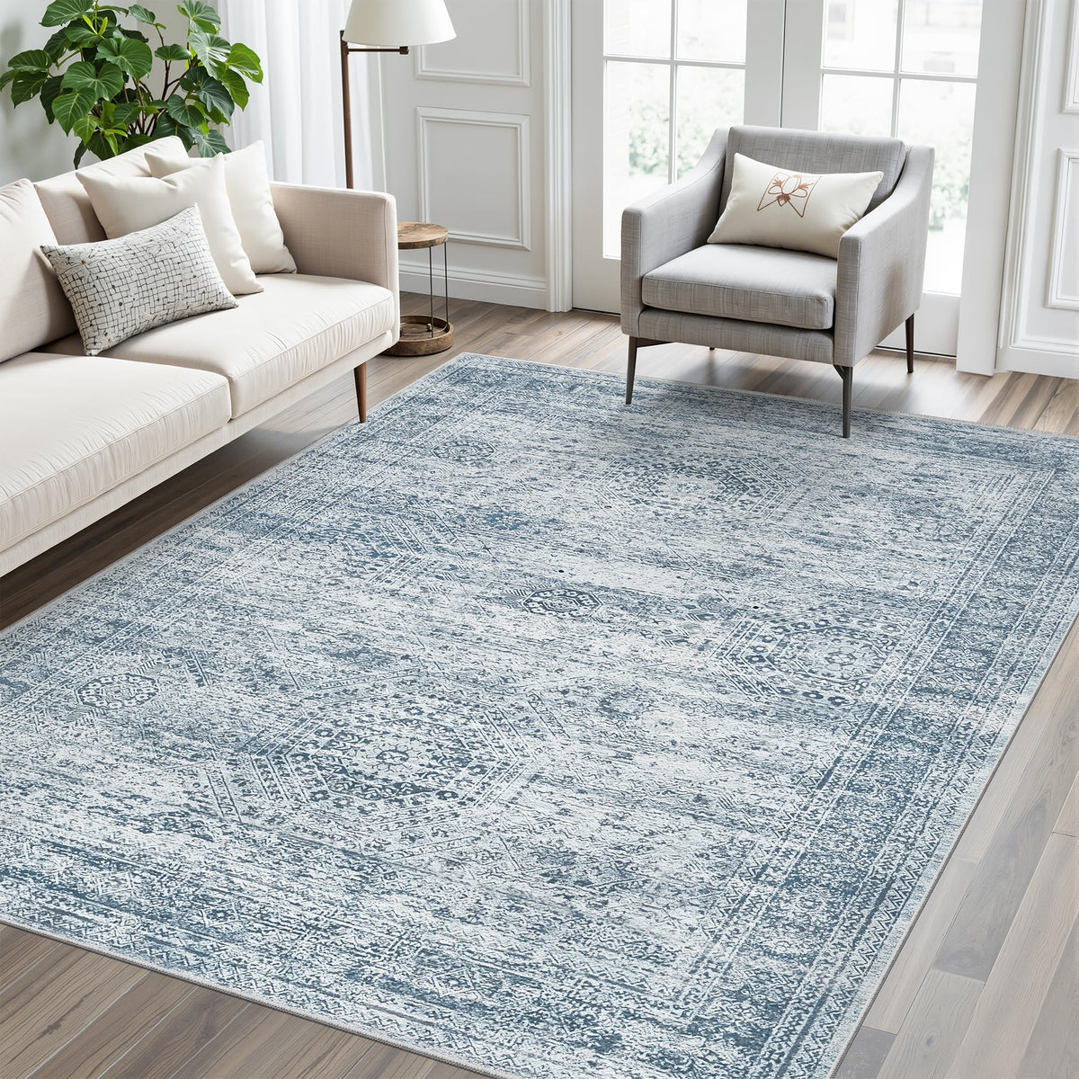 Washable Area Rug with Non Slip Backing