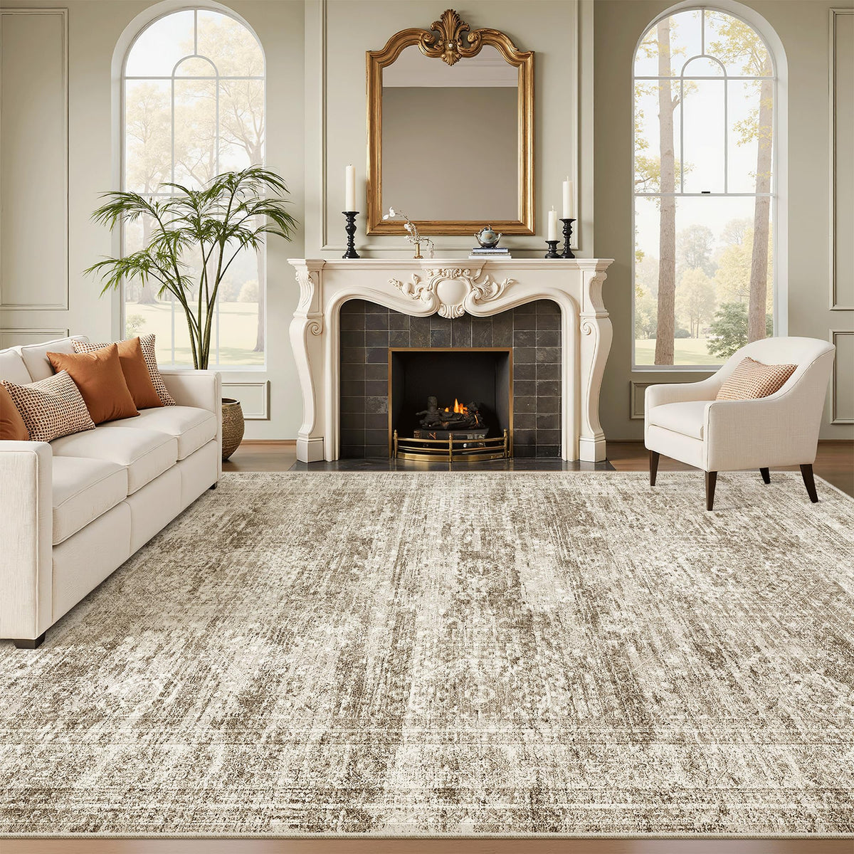 Washable Area Rug with Non Slip Backing