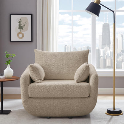 Oversized Swivel Accent Chair – Soft Bouclé Design