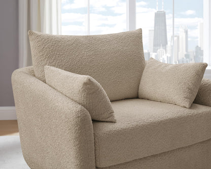 Oversized Swivel Accent Chair – Soft Bouclé Design