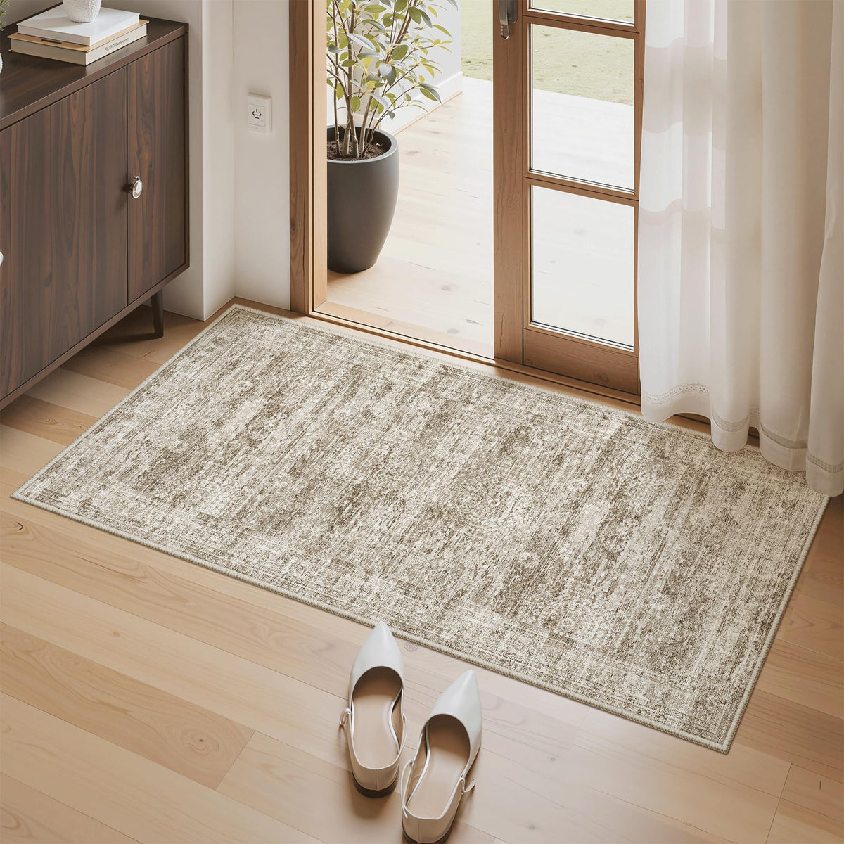 Washable Area Rug with Non Slip Backing