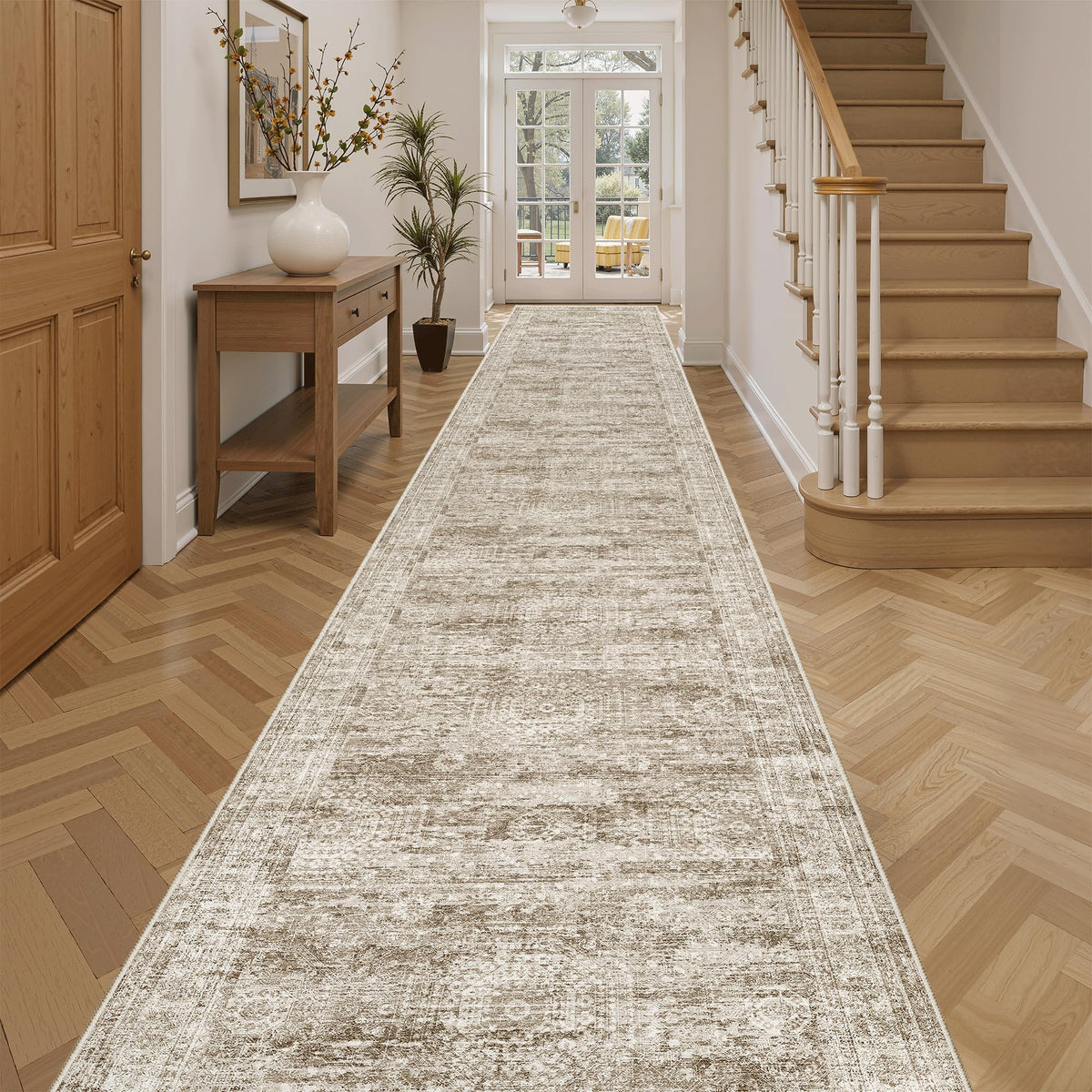 Washable Area Rug with Non Slip Backing