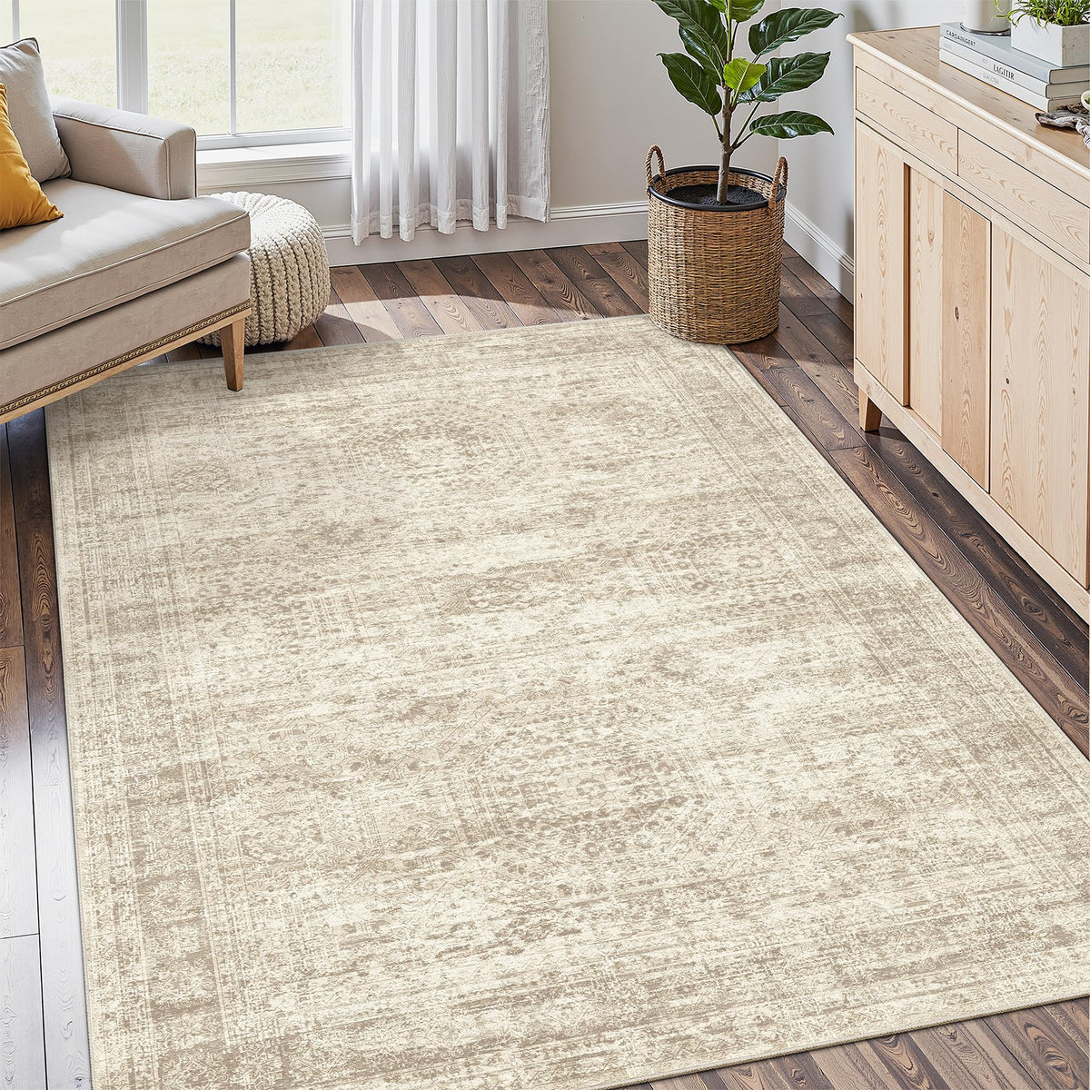 Washable Area Rug with Non Slip Backing
