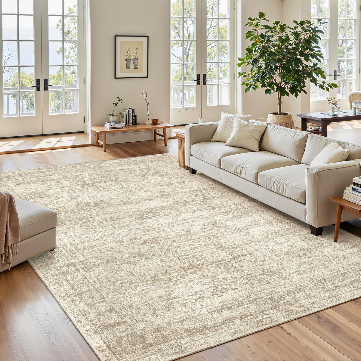 Washable Area Rug with Non Slip Backing