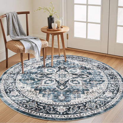 Washable Area Rug with Vintage Low Profile Design