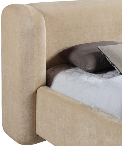 Beige Chenille Full Bed – Modern Upholstered Frame