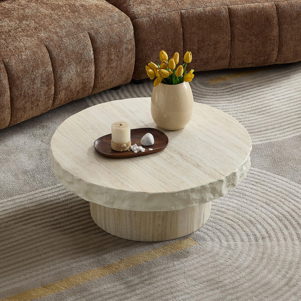 Round Fiberglass Coffee Table with Modern Design